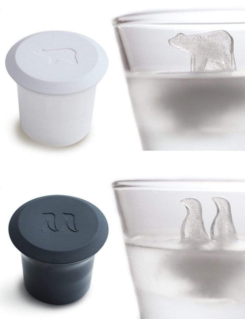 AussieSuperStore Homeware Supplies Polar Bear and Penguin Shape Ice Cube Moulds with Cover Polar Bear and Penguin Shape Ice Cube Moulds Silicone Ice Cube Trays CBPOLARICETRAY